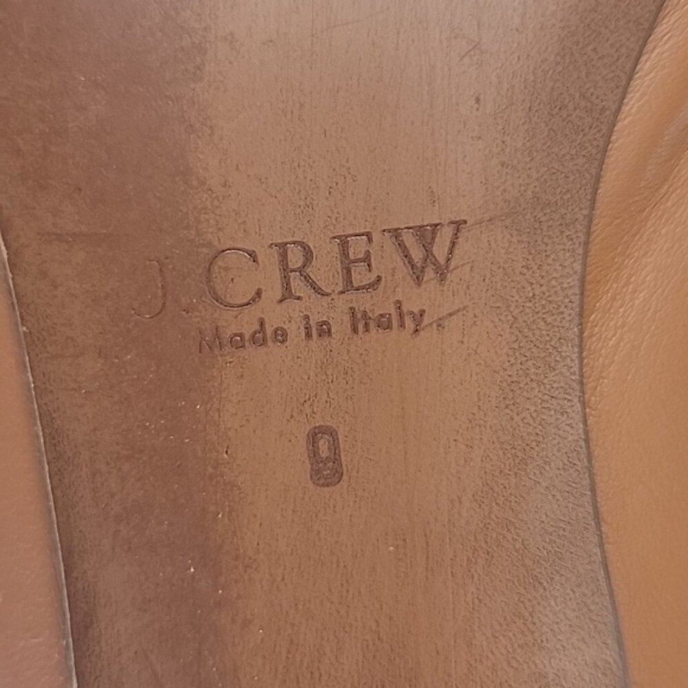 J.CREW Two Tone Leather Cap Toe Gold Chain Accent Preppy Old Money Ballet Flat 9 - Picture 11 of 14